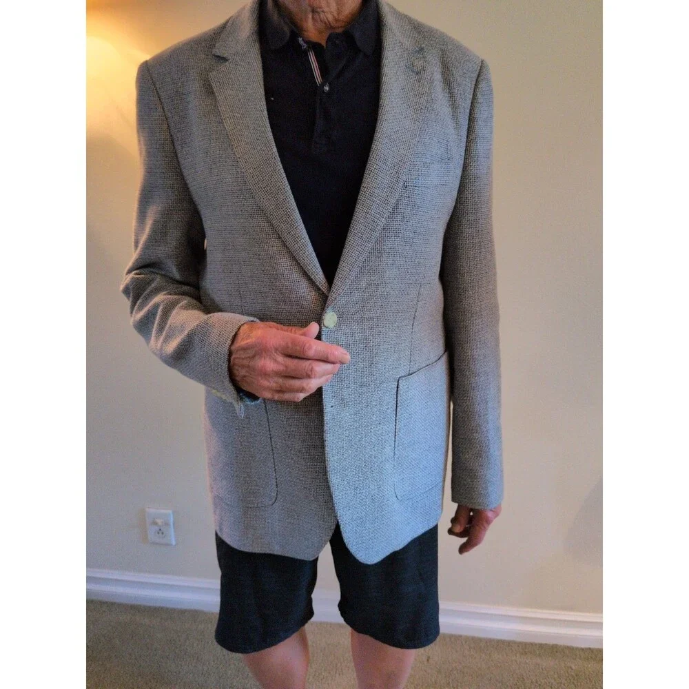 TAILORBYRD Men's  White/Blue Linen Blend Preppy Sport Coat | 44 L  NWOT